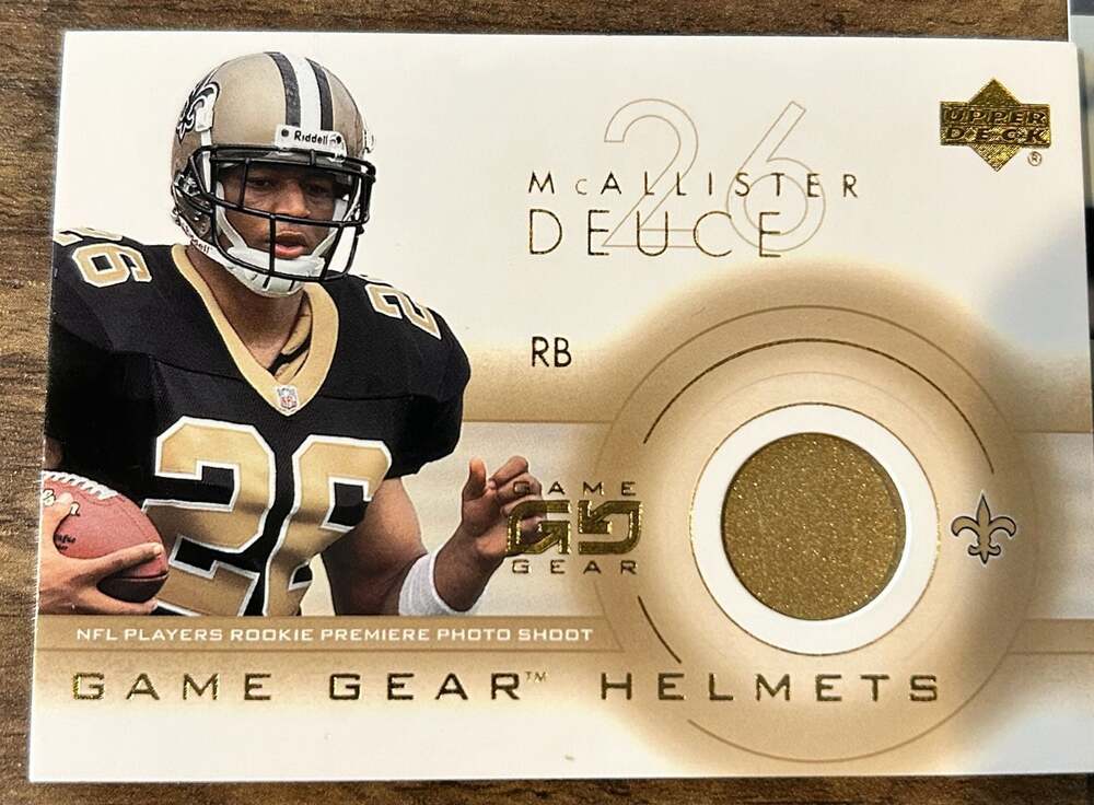 2001 Upper Deck Game Gear Deuce McAllister Helmet Relic Card DM-H